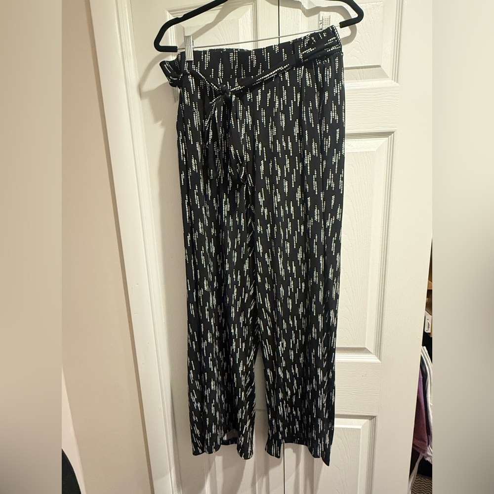 Torrid Black Wide-Leg Printed Tie-Waist Pants